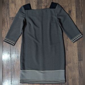 Ann Taylor Women's Black & Cream Accent Prints Preppy Boho Sheath Size 8 NWOT